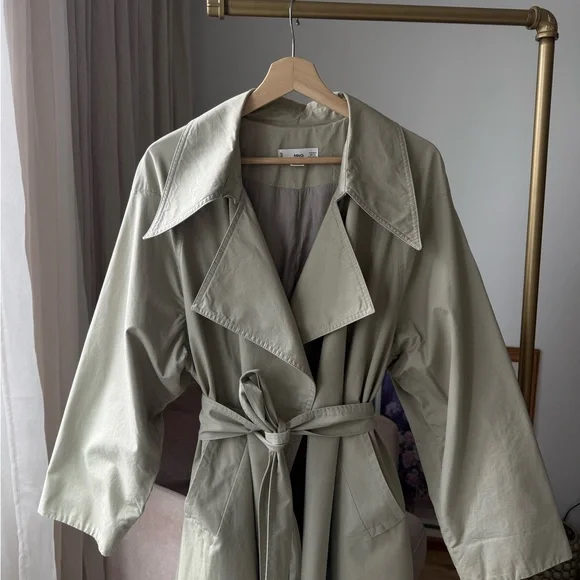 Mango Olive Light Trench Coat, S, Casual Chic - Picture 5 of 14